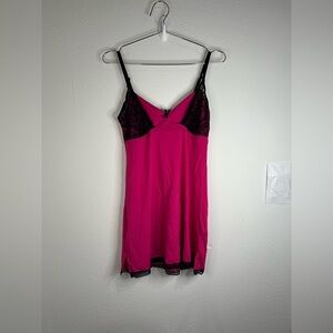 Pink & Black Lace Slip Dress - Size Small
